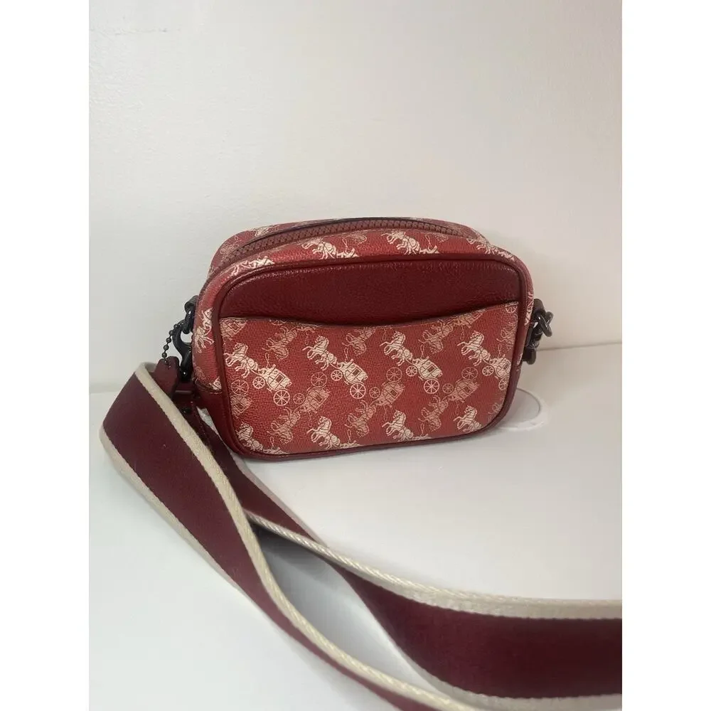 COACH Red Camera Mini Bag 16 Horse Carriage Rainbow Crossbody NWT $336 Sm. Flaw
